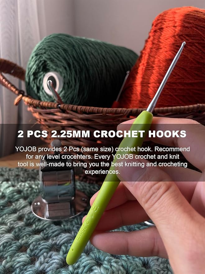 2Pcs 2.25mm Crochet Hooks, Ergonomic Crochet Hook for Arthritis and Beginners, Extra Long, Smooth, Comfortable (Size B / 2.25mm)
