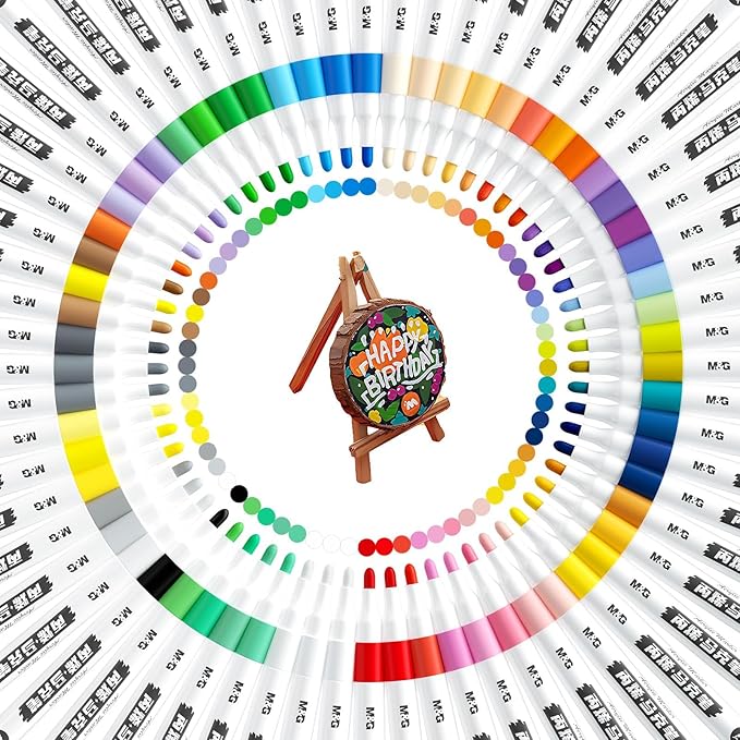 M&G 64 Colors Acrylic Paint Pens Markers Stocking Stuffers，with Medium Tip, Christmas Gifts for artists，Paint Markers for Rock Painting, Stone, Wood, Calligraphy, Canvas