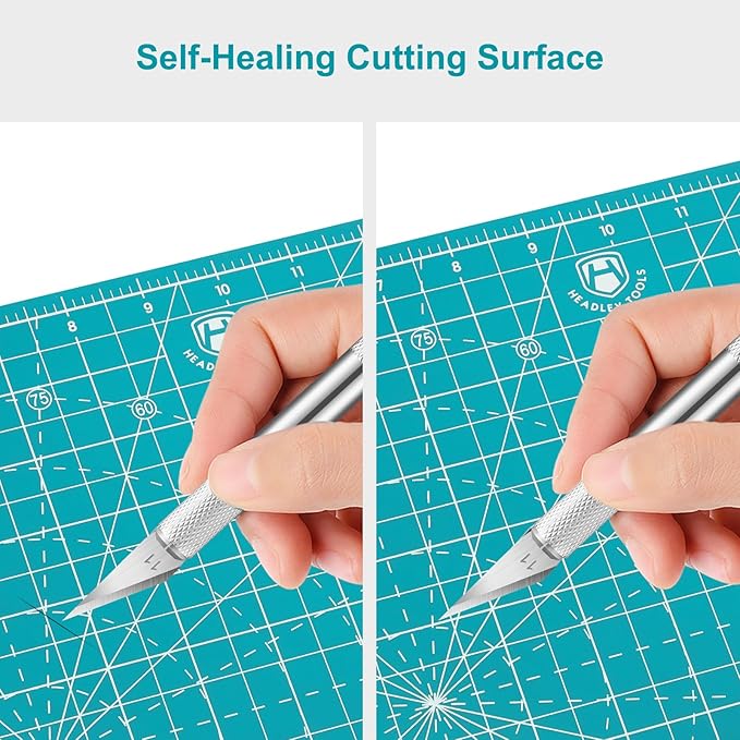 Headley Tools 12"x12" Rotating Cutting Mat, Self Healing Mat with 360-Degree Rotation & Anti-Slip Base, Sewing Board Cutting Mat Perfect for Fabric Quilting Leather Hobby Project, Turquoise