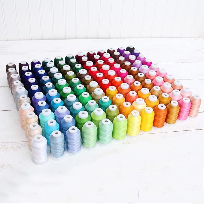Threadart 120 Color Polyester Embroidery Machine Thread Set - Includes Sets A,B,&C | 500M Spools 40wt | for All Types of Embroidery Sewing Machines - Includes Black & White