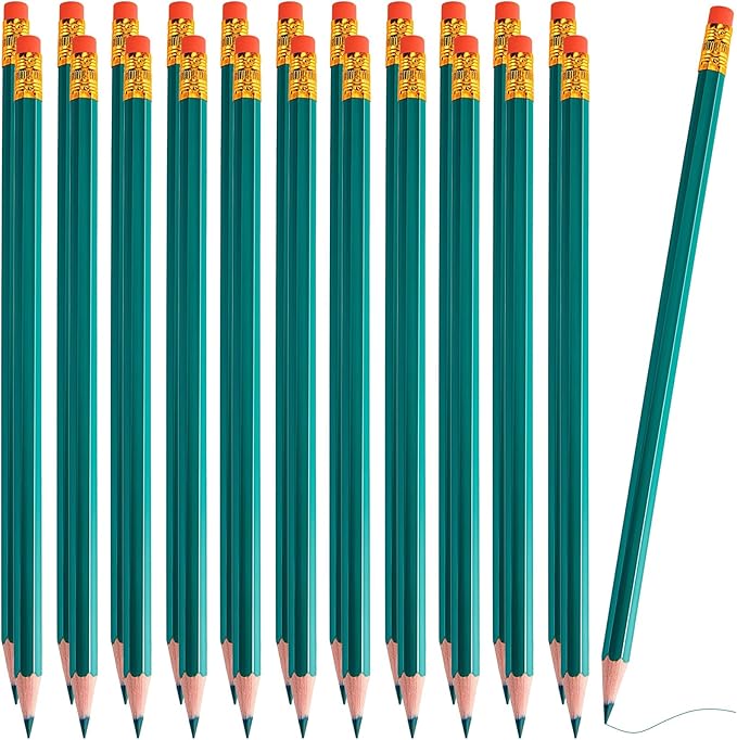 Zhanmai 24 Pcs Green Pencils with Eraser Pre-sharpened Green Checking Pencils 2hb Colored Wooden Erasable Pencil for Checking Test Correcting Grading Map Writing Drawing Coloring Editing Office Favor