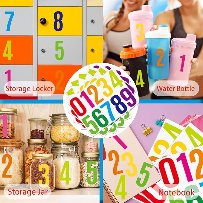 6 Sheets 4 Inch Mailbox Numbers Stickers Vinyl Decals,Self Adhesive Number Waterproof Large House Address Numbers for Outside Mailbox,Sign,Window,DIY Crafts,Door,Car,Home,Business(Multicolor)