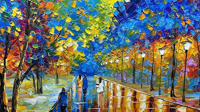 Tyed Art- 30x60inch Large Contemporary Landscape Wall Art Oil Paintings on Canvas palette knife Textured Forest tree landscape Wall Art 100% Hand-Painted Abstract Artwork living room Decor