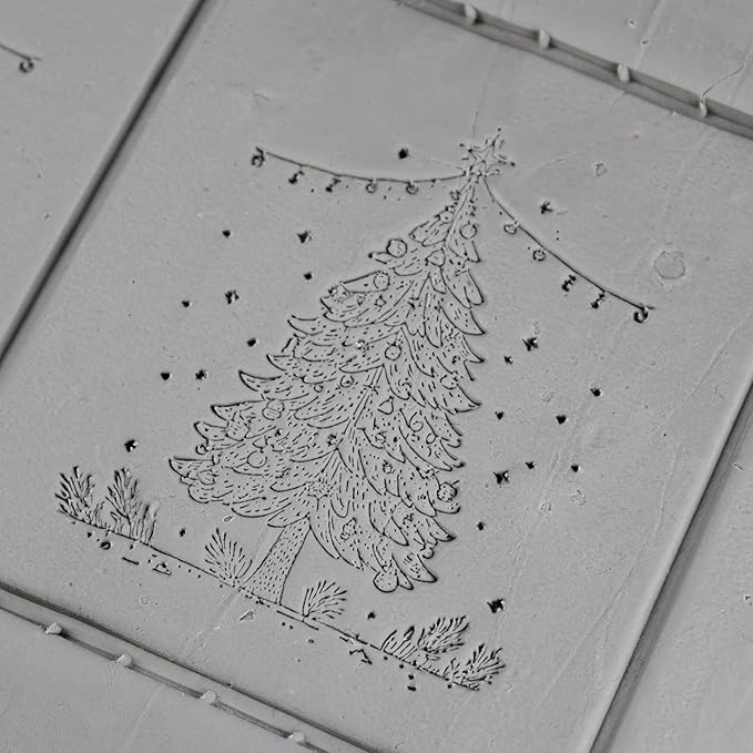 Christmas Tree Clay Texture Roller (4") - Christmas Set #01 - Embossing Pattern Roller for Polymer & Ceramic Clay, Pottery & Crafts