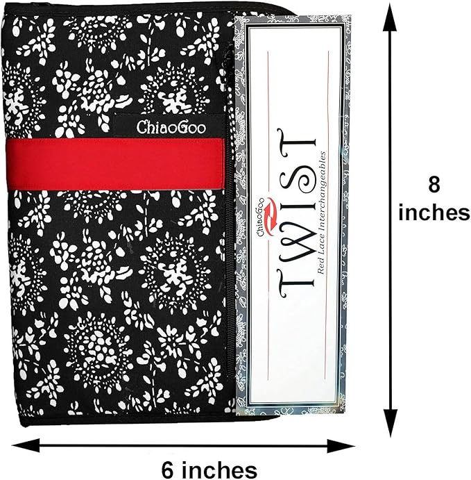 ChiaoGoo Twist Red Lace 4-Inch Small 7400-S Interchangeable Circular Knitting Needle Set, Sizes US 2, 3, 4, 5, 6, 7, 8, Stainless Steel with 4 Cords with Project Bag