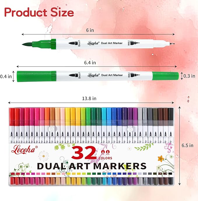 Dual Tip Art Markers Pens for Adult Coloring Books Artist Fine and Brush Tip Colored Pens Water-color Pens for Journaling Note Taking Writing Planning Art Project