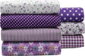 7PCS Purple Series Floral Cotton Fabric Quilting Patchwork Fat Quarter Bundles for Scrapbooking, Sewing, DIY Crafts, Handmade Bags, Pillows - 19.7x19.7 Inches