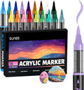 SUNEE Acrylic Paint Markers Brush Tip, 18 Colors Acrylic Markers with Automatic Ink Control System, Waterproof Acrylic Paint Pens for Painting,Wood, Canvas, Glass, Stone, Fabric and Art Supplies