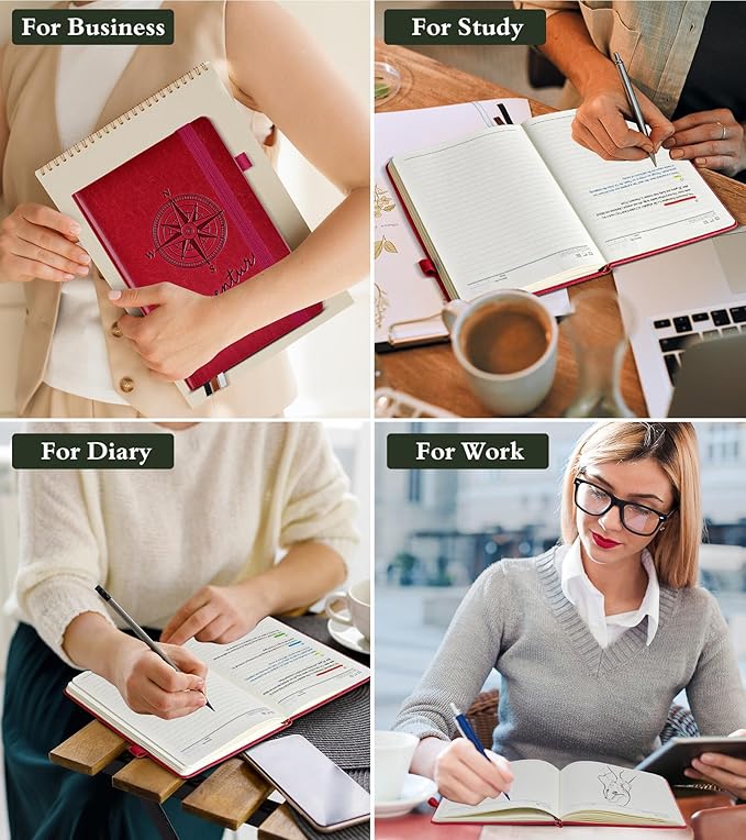 Lined Journal Notebook for Women Men, 160 Pages, A5 Hardcover Vintage Leather Journaling Notebooks for Work, School, Note Taking, Travel, Bible Study,Daily Diary for Writing 5.8"x8.5"(Burgundy)