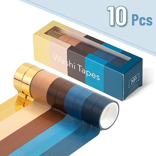 Mr. Pen Washi Tape Set, 10 Rolls, Terra Nova Palette, Decorative Tape, Scrapbook Tape, Craft Tape