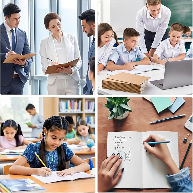 30PCS A5 Blank Kraft Notebooks Bulk, 8.3x5.5inch Unlined Paper Composition Notebook, 60 Pages Travel Journal Notebook Set for Work, School, Student,Kids and Writing