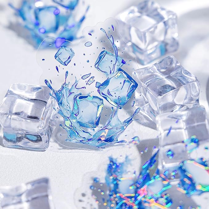 Alideco 120pcs Scrapbook Stickers Vintage Ice Crystal Waves Water Drops Scrapbooking Junk Journal Crafts Embelishment Decoration Stickers (wujieshuiyu)