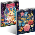 2Pcs Coloring Books for Adults Relaxation Coloring Book for Women Spiral Bound Printed On One Side Fun Magic Coloring Book(Magic Wishing & Dream Butterfly)