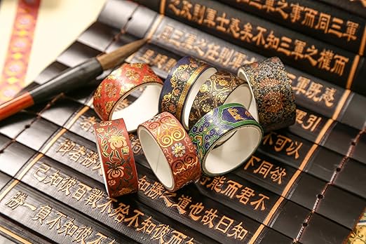 20 Rolls Chinese Style Washi Tape Set, Ancient Palace Pattern Decorative Masking Tapes with Gold Foil, Oriental for Craft, Scrapbook, DIY, Gift Wrapping (23-Dancing Phoenix Grace)