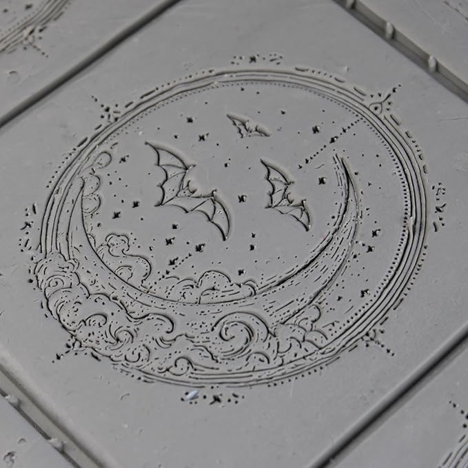 Bats Clay Texture Roller (4") - Halloween Set #01 - Embossing Pattern Roller for Polymer & Ceramic Clay, Pottery & Crafts