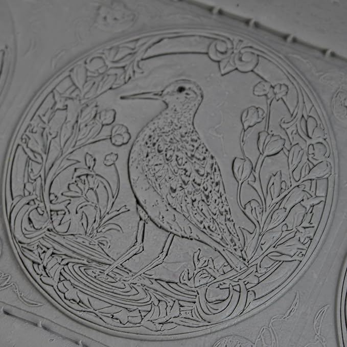 Sandpiper Clay Texture Roller (4") - Bird Set #02 - Embossing Pattern Roller for Polymer & Ceramic Clay, Pottery & Crafts