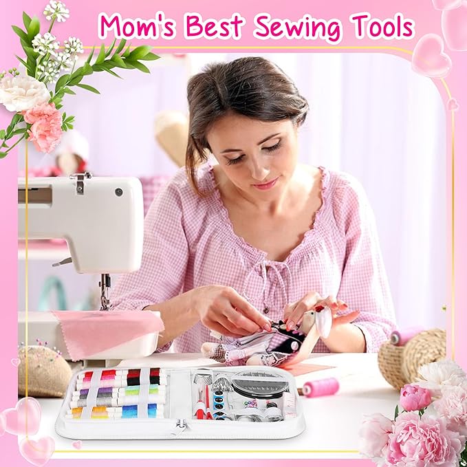 Coquimbo Sewing Kit Mothers Day Gifts for Mom Women Mother Her, Sewing kit Small Portable Sewing Supplies Accessories with Carrying Case Includes Thread, Needle, Scissors, Measure Tape, Thimble