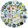 BulbaCraft Swedish Stickers for Water Bottle and Laptop - Nordic Party Supplies & Decorations, Waterproof Vinyl Swedish Decals, Sweden Flag and Culture Stickers Laptop Decals, Gifts for Women & Men