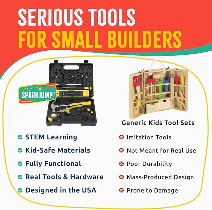 SparkJump Deluxe Kids Tool Set and DIY Wood Building Kits