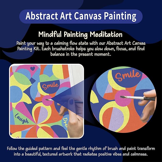 Unwynd Abstract Art Canvas Paint, 10" Canvas Board with 7 Acrylic Paints, Adult Paint by Number Kits, Creative Home Décor Art Craft, DIY Abstract Painting Set for Adults & Teens