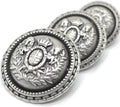Antique Silver Metal Buttons - 12 Pcs - 5 Size Options - Twin Horse Round Metal Shank Buttons Vintage for Men Women Blazer Coat Uniform Shirt Suit and Jacket Sewing Craft DIY N13601