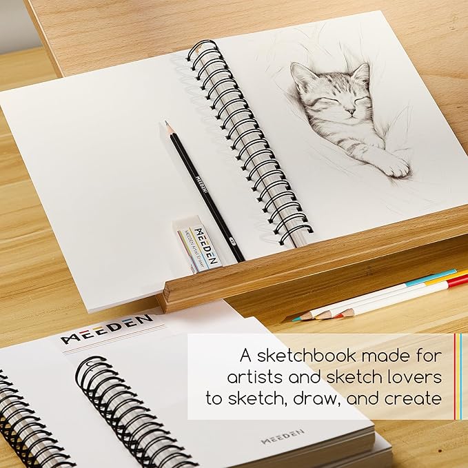 MEEDEN 9"x12" Sketchbook Paper Pad: 122lb/180gsm Spiral Bound Art Sketch Book with DIY Cover for Artists Adults - 60 Sheets Heavy Weight Hardcover Sketch Drawing Paper for Painting Sketching Writing