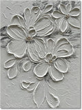 Hand-Painted White Flower Texture Art - 40x28 inches Modern Abstract Home Wall Decorative Art