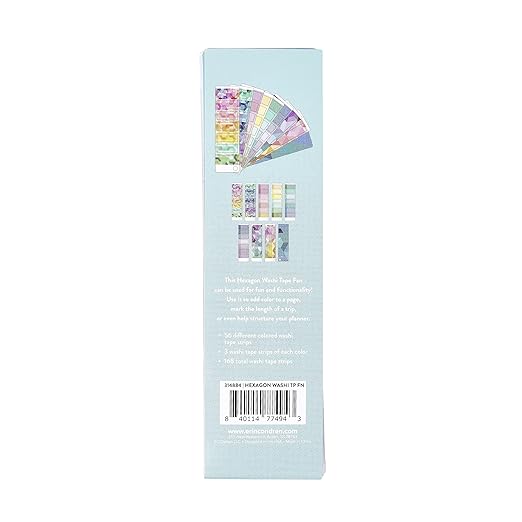 Erin Condren Washi Tape Fan, Hexagon Washi Sticker Strips Booklet, Washi Tape Sticker Collection for Adding More Fun and Functionality to Planners, Calendars, Journals and Paper Crafts