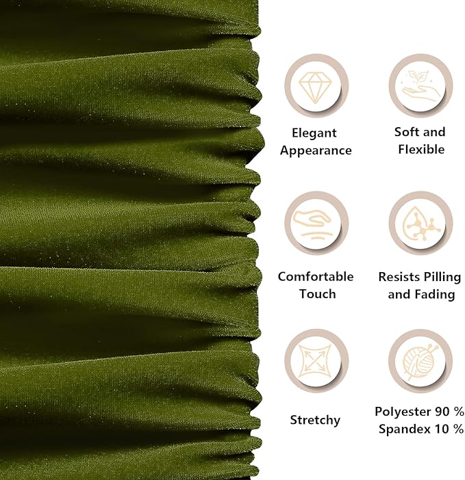 KKJIAF Olive Green Stretch Velvet Fabric 60 Inch Wide, 2 Yard Soft Stretchy Fabric for Sewing Clothes, Apparel, Costume, Crafts - 90% Polyester 10% Spandex