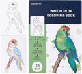 tumuarta Watercolor Coloring Book, 20 Unique Designs, 5x7”, 100% Cotton, 300GSM, 140 LB, Cold Press, Acid Free Watercolor Paper, Glue Bound Mixed Media Sketch Book Birds