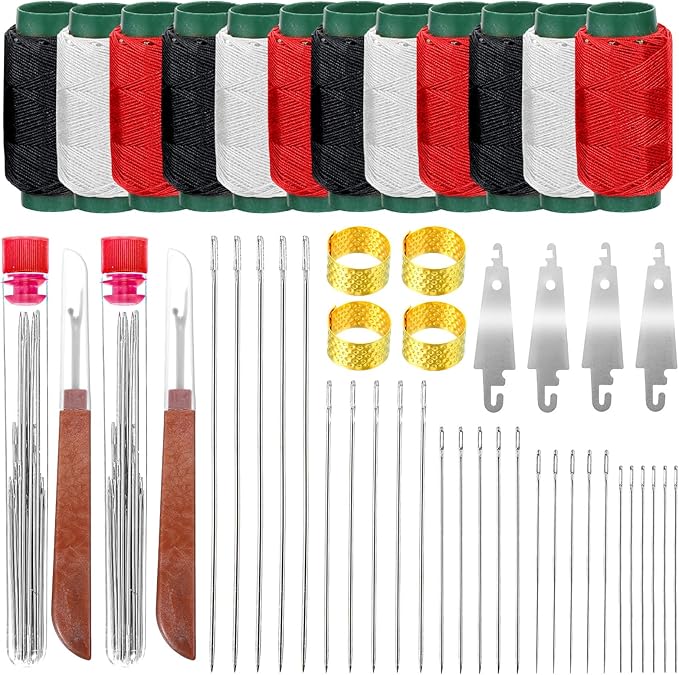 ADLABLD 74Pcs Big Eye Steel Needle Sewing Tool Set, Portable Hand Sewing Kit for Adults Beginners, Include Steel Needles, Reels of Thread, Seam Ripper, Needle Threader, Thimbles, for Mending Clothes