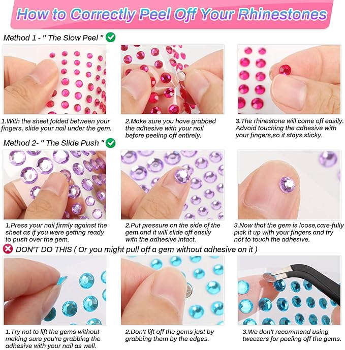 2800 Pcs Self Adhesive face Rhinestones gems Stickers in 20 Colors, 6 Sizes Stick on Jewels for Body, Face, Hair and Craft DIY Decorations(3/4/5/6/8/10mm)