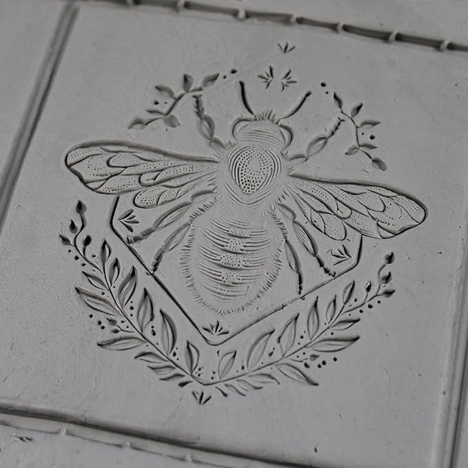 Honeybee Clay Texture Roller (4") - Insect Set #01 - Embossing Pattern Roller for Polymer & Ceramic Clay, Pottery & Crafts