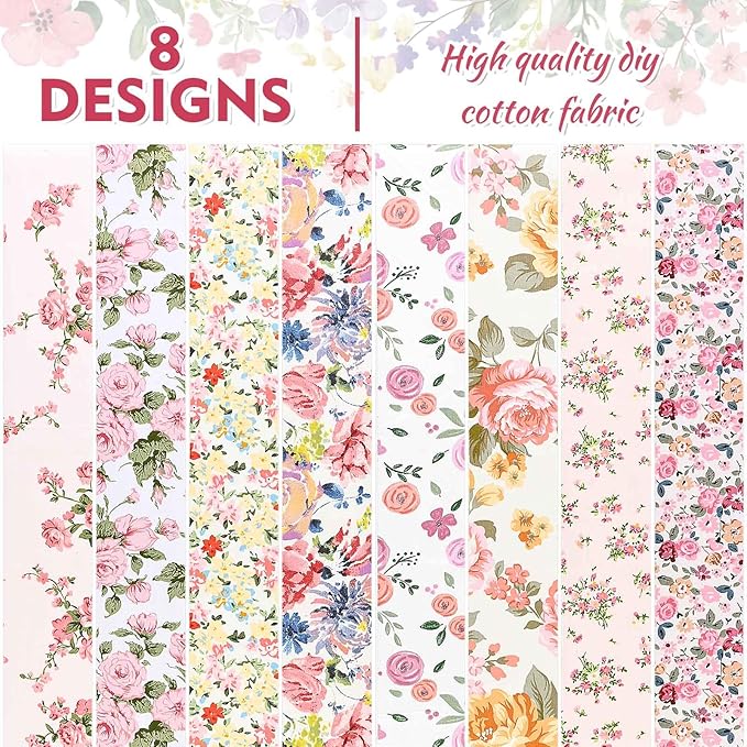 40 Pcs Pink Retro Floral Cotton Jelly Fabric Strips for Quilting Crafting Spring Summer Flower Precut Patchwork for Sewing DIY Crafts 2.55 Inch Cotton Fabric Bundles (Hydrangea)