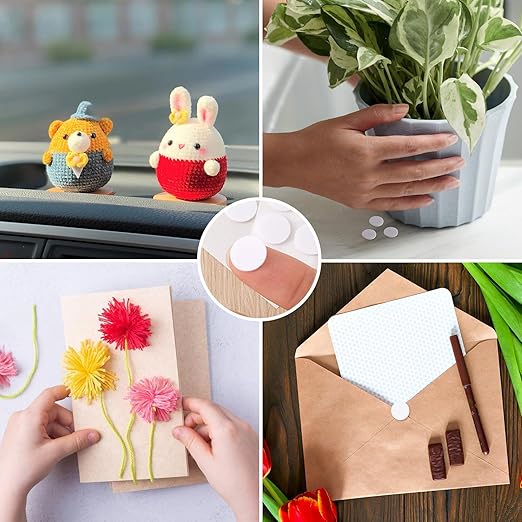 500pcs Foam Dual-Adhesive Dots, Self-Adhesive Mini Foam Dot Circles, Round EVA Tape for Wall Decoration Poster Greeting Cards Birthday Cards Invitation DIY Crafts- White