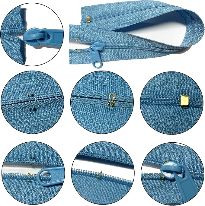 DOITEM Zipper Tape 3 mm by The Yard - 12.5 Yard/14 Meter Nylon Endless Set With Slider - 5 Colors for Sewing