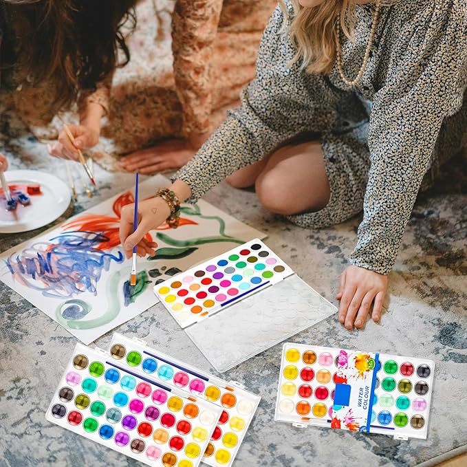 Nuanchu Christmas Gifts Bulk Watercolor Paint Washable Watercolor Paint Kits Palette and Brushes Portable Water Color Supplies for Adults, Beginners Artists Valentine Gift(20 Pack,36 Colors)
