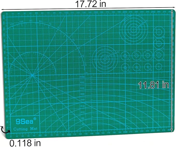 Self Healing Cutting Mat with Grid for Handmade Paper Cutting, Leather Crafts, Carving, Desktop Protectors 5-Ply Quilting Board A3-45x30x0.3cm(17.72x11.81x0.118in Green)