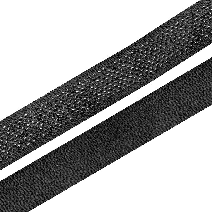 Mandala Crafts 2 Inch Elastic Silicone Gripper Tape for Clothing - 10 Yds Dotted Non Slip Elastic Band for Sewing - Black and White Silicone Flat Fabric Stretchy Ribbon Straps