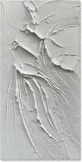 Art Thick Textured White Minimalist Oil Painting Large Home Wall Deco Art 48x24 inches