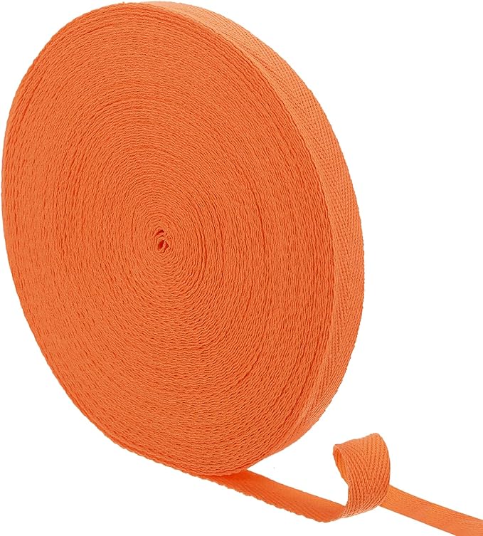 uxcell 23 Yards Cotton Twill Tape, 1/2-inch Herringbone Webbing Ribbon Bias Binding Tapes for Clothes Sewing, DIY Crafting (Orange Yellow)