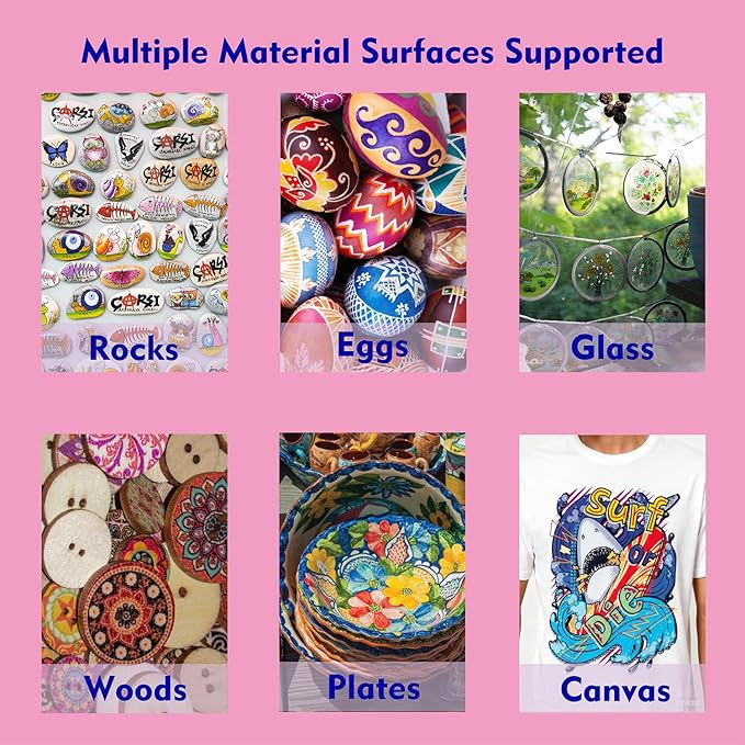 12 Acrylic Markers for Rock, Fabric, Wood, Glass, Easter Egg, Fabric Painting Craft Quick Dry Dual-Tip Water Based -No Toxic,No Odor-metalic colors