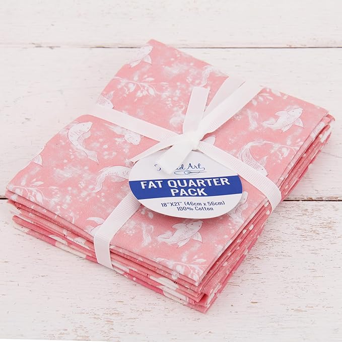 Threadart Exclusive 5 Fat Quarter Bundles - Pink Vintage Prints 100% Cotton Fabric - Premium 100% Cotton Quilting Fabric - No Duplicates - Full Size Fat Quarters 18"x21" - Pink