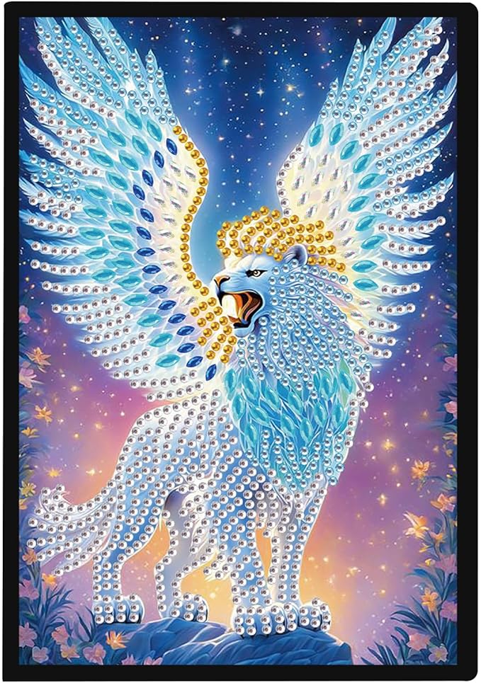 DIY Diamond Painting Notebook Kit, Theme of Fantasy Animals, Special Shaped Diamond Art Notebook Journal Sketchbook for Writing & Drawing
