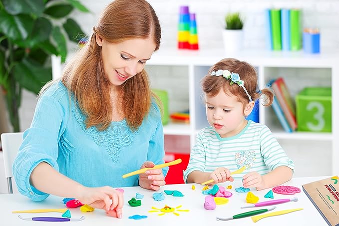 DUGATO Clay Sculpting Tools (17pc Set) - Double-Sided Plastic Modeling Kit for Polymer Clay, Pottery, Fondant & Cake Decorating - Art & Craft Supplies for Beginners & Artists