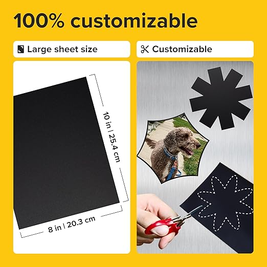 Strong Self-Stick Adhesive Magnetic Sheets 5 Pcs (8"x10"/20x25cm) – Customizable Magnetic Paper for Photo, Magnet Stickers, Labels, Crafts; for Fridge, Lockers, Whiteboards, Office, Projects