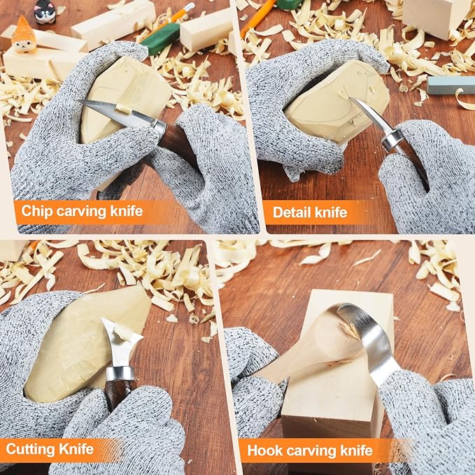 Olerqzer Deluxe Wood Carving Kit Whittling Kit, 54 PCS Wood Carving Tools Set with Carving Hook Knife,Whittling Knife,Painting Set and Basswood Blocks,Wood Carving Knives for Beginners Adults Kids