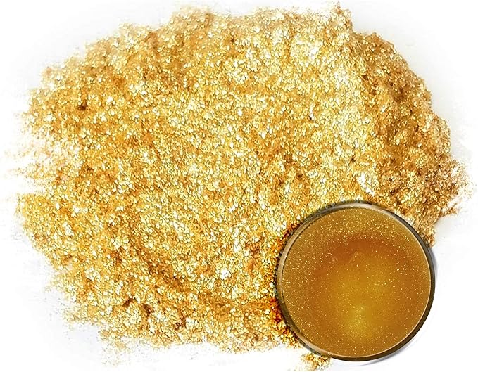 Eye Candy Pigments Premium Gold Mica Powder - Krysanthe Gold (50gr) - for Epoxy, Resin, Soap, Paint, Woodworking, Acrylic Pouring, Bath Bombs, Fishing Lures - DIY Arts and Crafts Additive