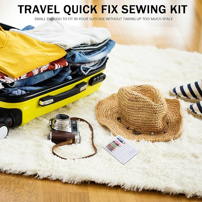 MTLEE 14 Boxes 140 Pieces Mini Quick Fix Sewing Kit Easy Pre Threaded Needle Basic Personal Kit Plastic Threaded Needle Holder Small Home Travel Sewing Box with Pin Button, Assorted Colors