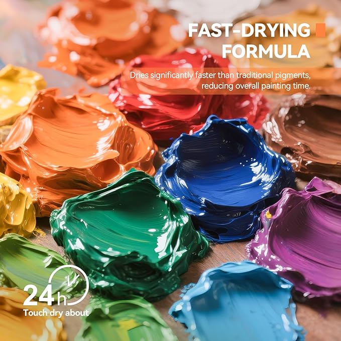 Paul Rubens Oil Paint, 20 Bright Oil Colors with High Saturation, 50ml Large Capacity Tubes, Faster Drying Time with Creamy Texture and Consistency for Artists, Students, Beginners
